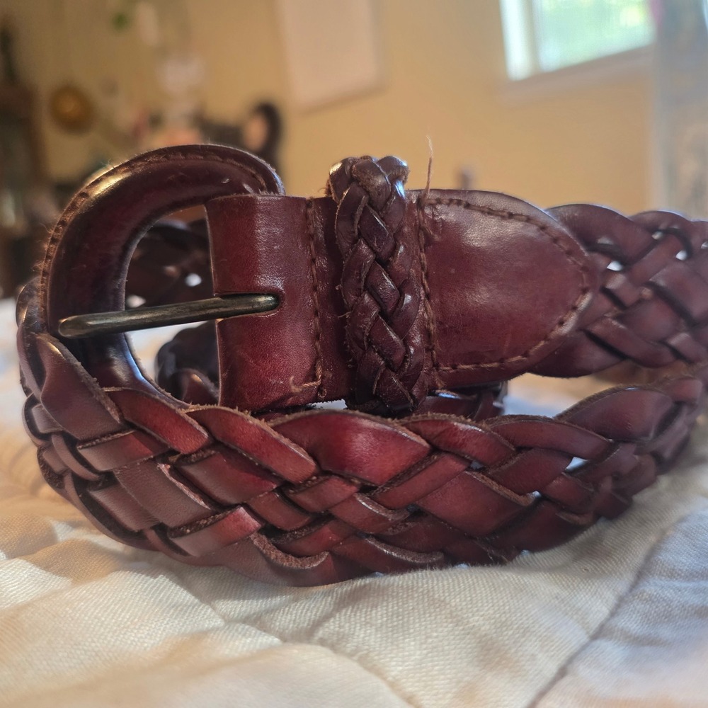 Turkish Collection Braided Leather Belt Womens 2XL Brown Woven Earthy Bohemian